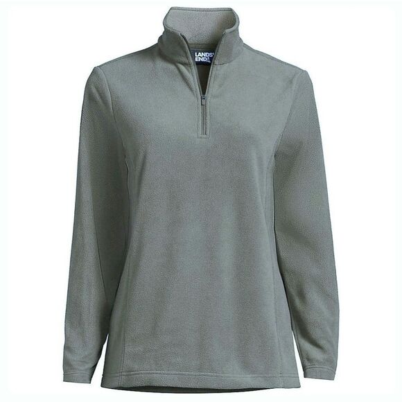 Lands' End Women’s Gray Fleece Quarter Zip Pullover Sweatshirt Jacket - Picture 1 of 16